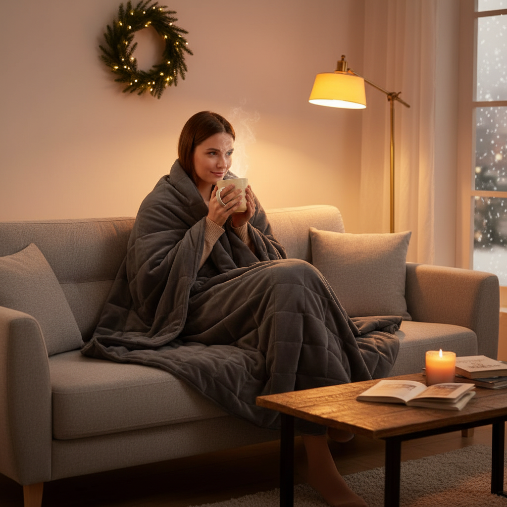 Person mit Decke